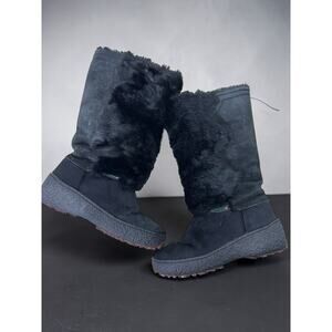Pajar Italy Fur Winter Boots Women’s Size 6-6.5 Eur 37 Black Suede Snow Boots